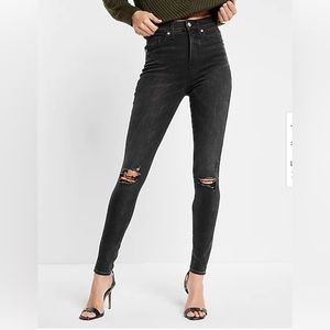 High Waisted Black Ripped Skinny Jeans